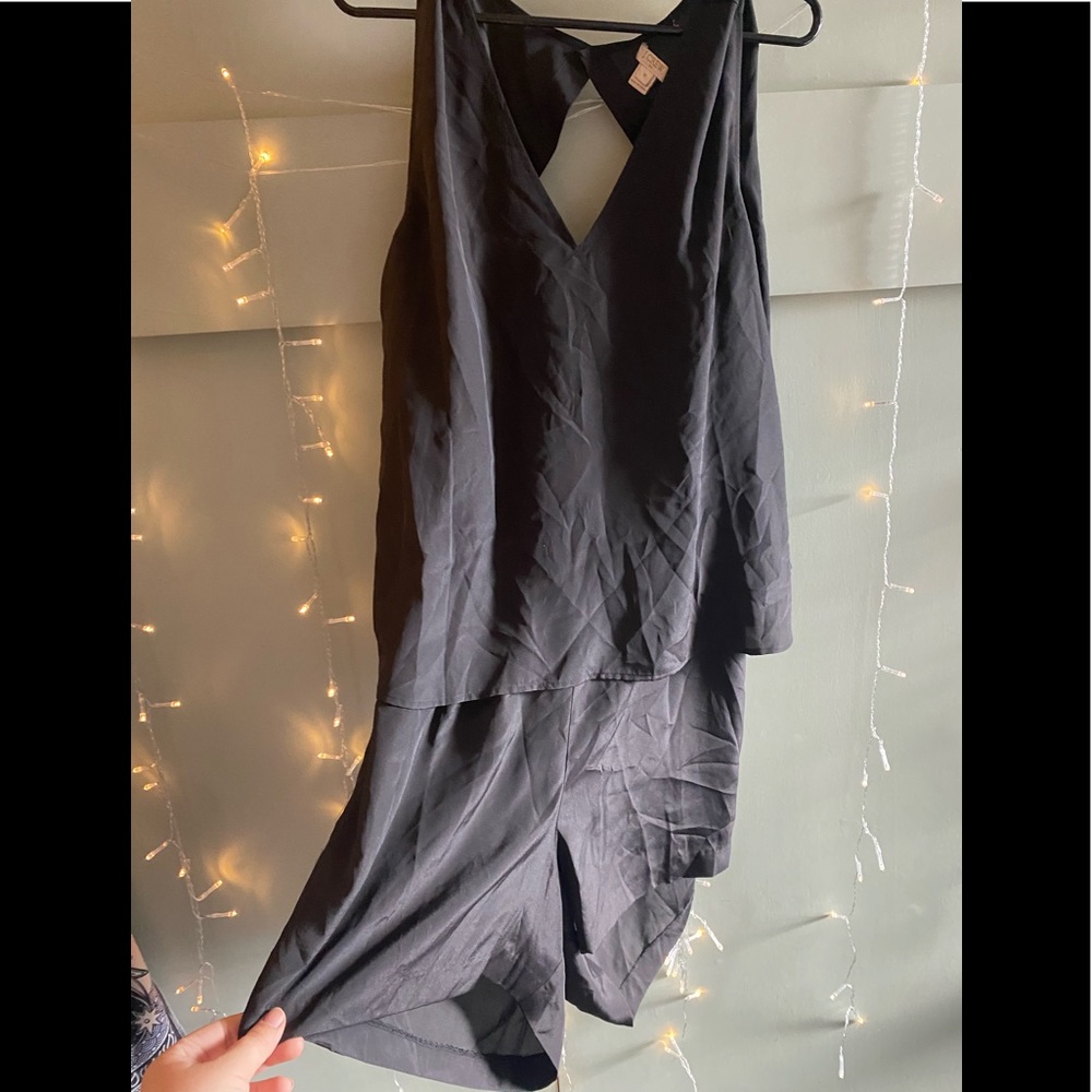 Black backless playsuit